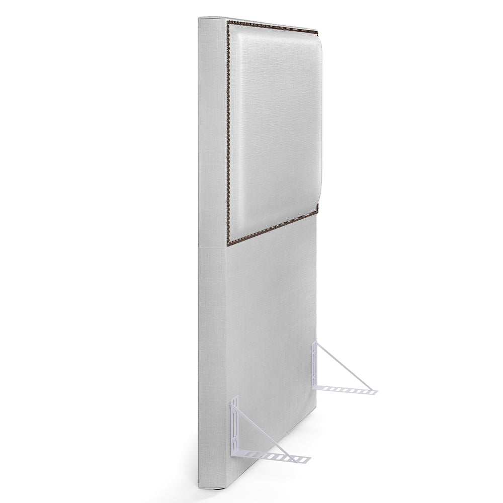 Cabeceira Box Solteiro Com Tachas 100 cm Vicenza L02 Facto Cinza Metalizado