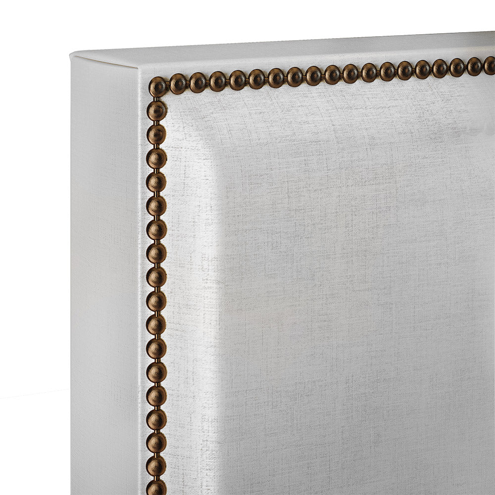 Cabeceira Box Solteiro Com Tachas 100 cm Vicenza L02 Facto Cinza Metalizado