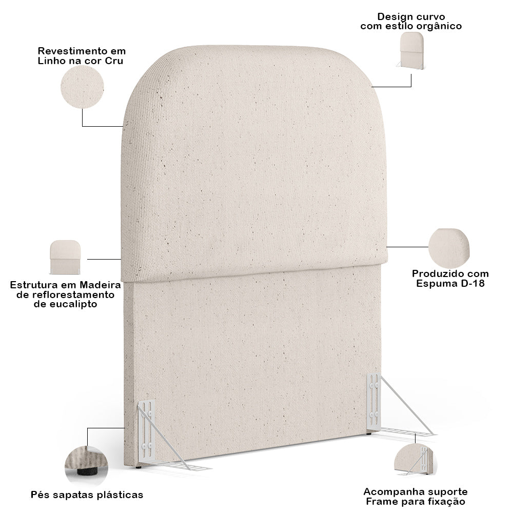 Cabeceira Cama Box 100cm Orgânica Lanna W01 Linho Cru