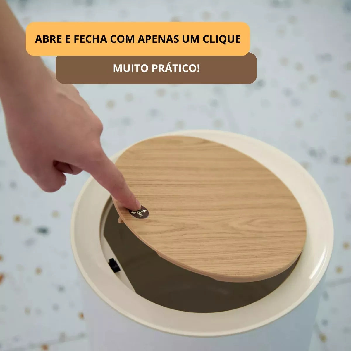 Lixeira Lux - Anti-Odor[TAMPA CLICK DE MADEIRA] [CAPACIDADE 7L]™