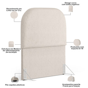 Cabeceira Cama Box 100cm Orgânica Lanna W01 Linho Cru