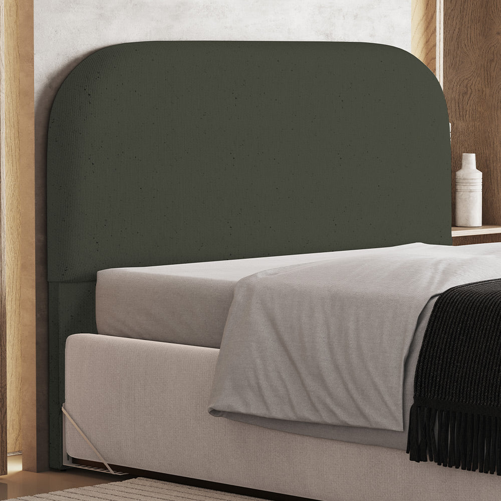 Cabeceira Cama Box King 195cm Orgânica Lanna W01 Linho Verde Musgo