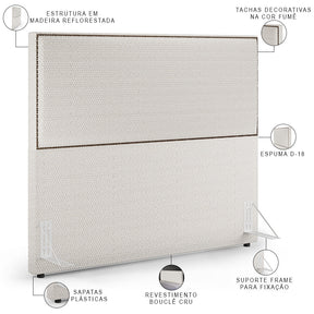Cabeceira Cama Box Casal Com Tachas 140 cm Vicenza L02 Bouclê Cru
